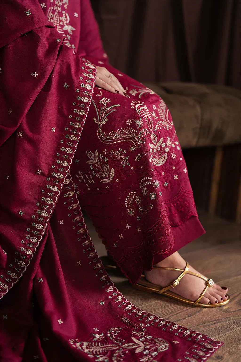 Neeshay | Winter Reverie | Merlot - Aqsa Fabrics