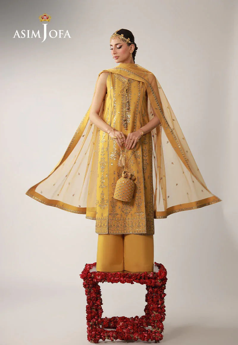 AJULO-09 Embroidered Boski Silk Unstitched 3 Pcs
