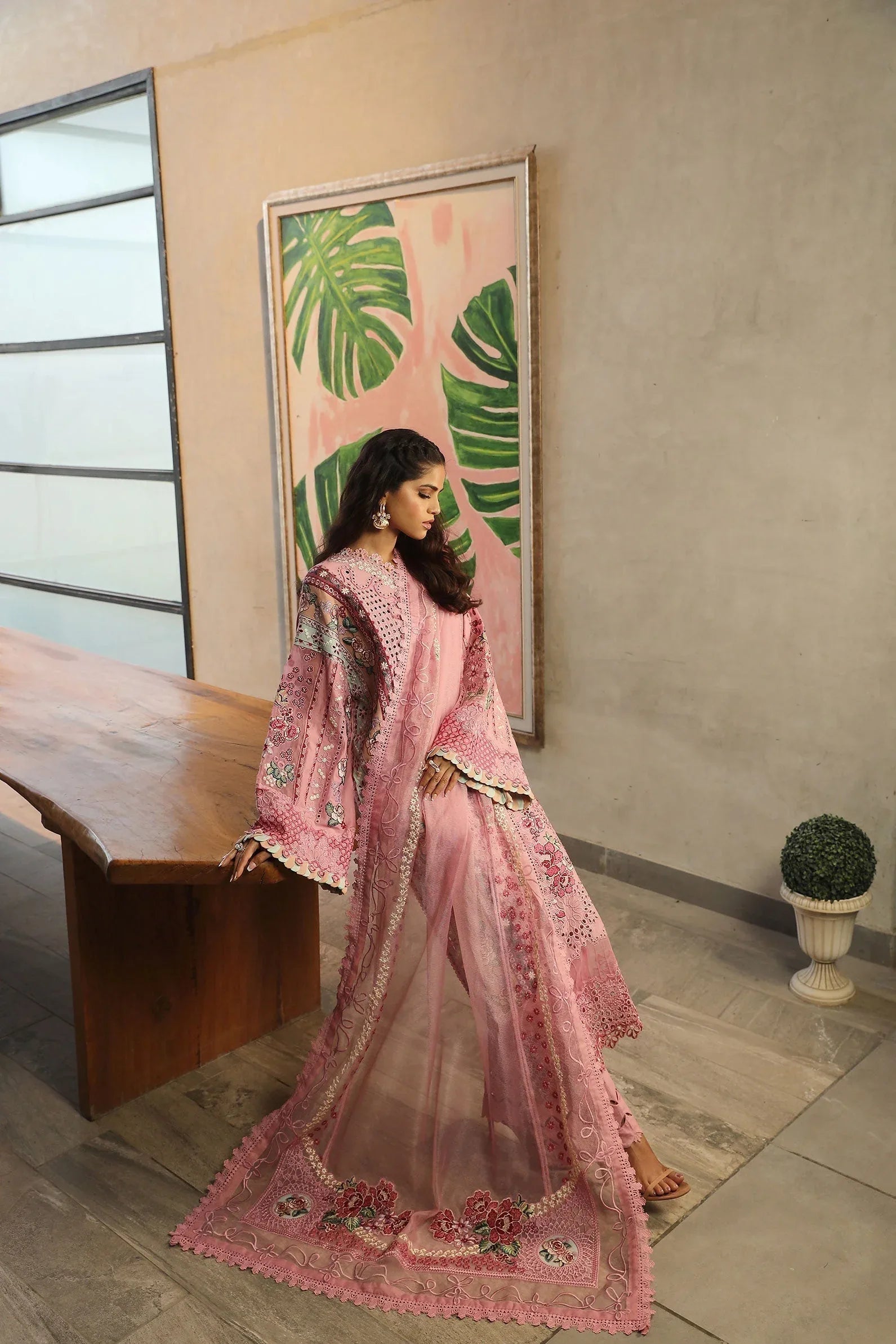 Maryam Hussain | Luxury Lawn 24 | CORAL - Aqsa Fabrics