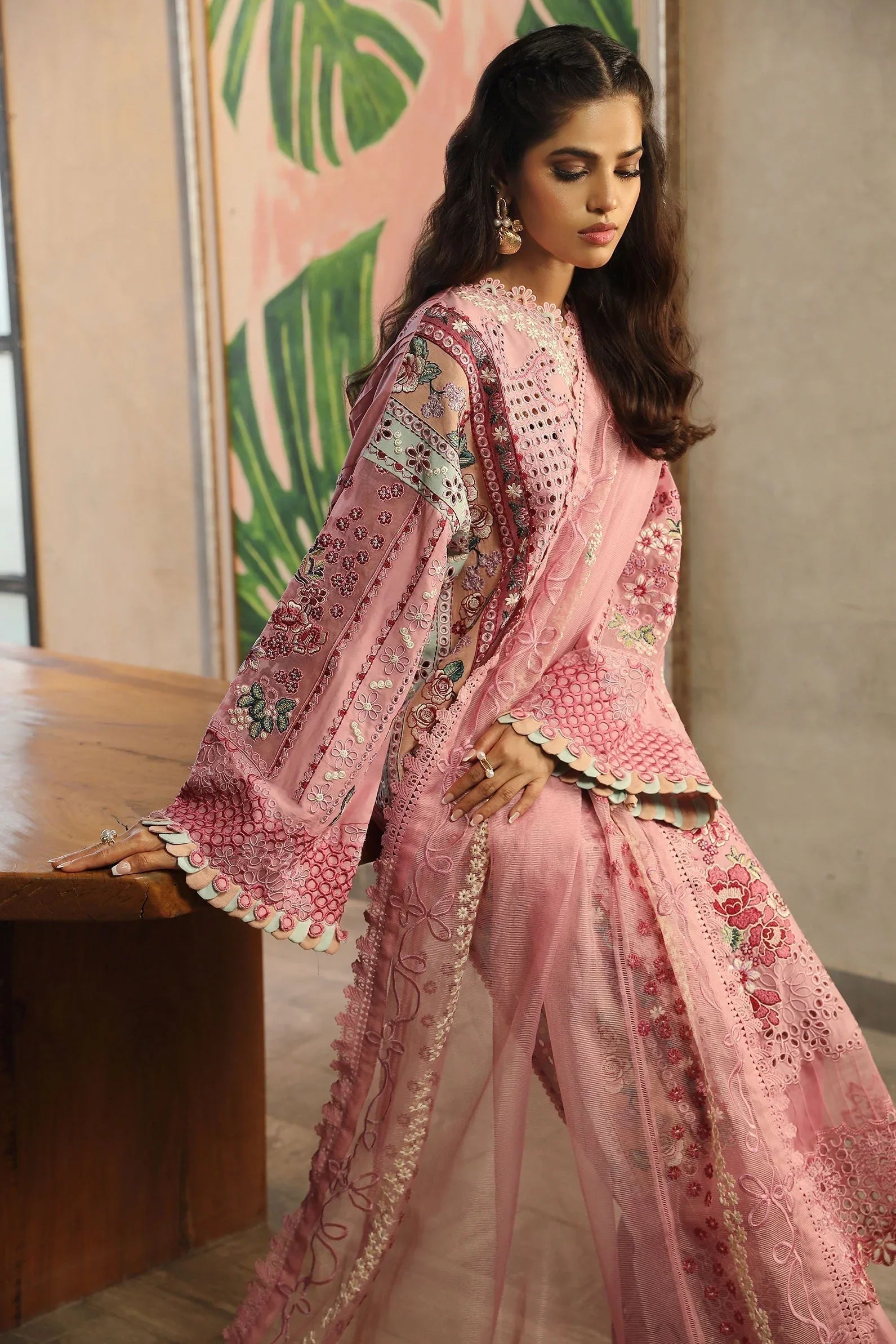 Maryam Hussain | Luxury Lawn 24 | CORAL - Aqsa Fabrics
