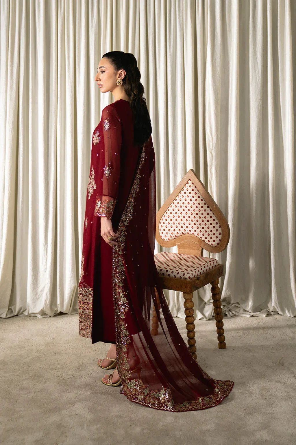 Neeshay | Ready to Wear Chiffon | RTW-CHFN-05 Red - Aqsa Fabrics