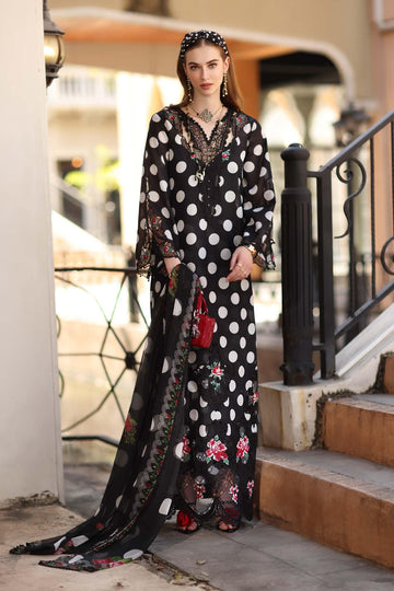 Noor by Saadia Asad | Eid Luxe Printkhaas 26 | D4 - A - Black Polka