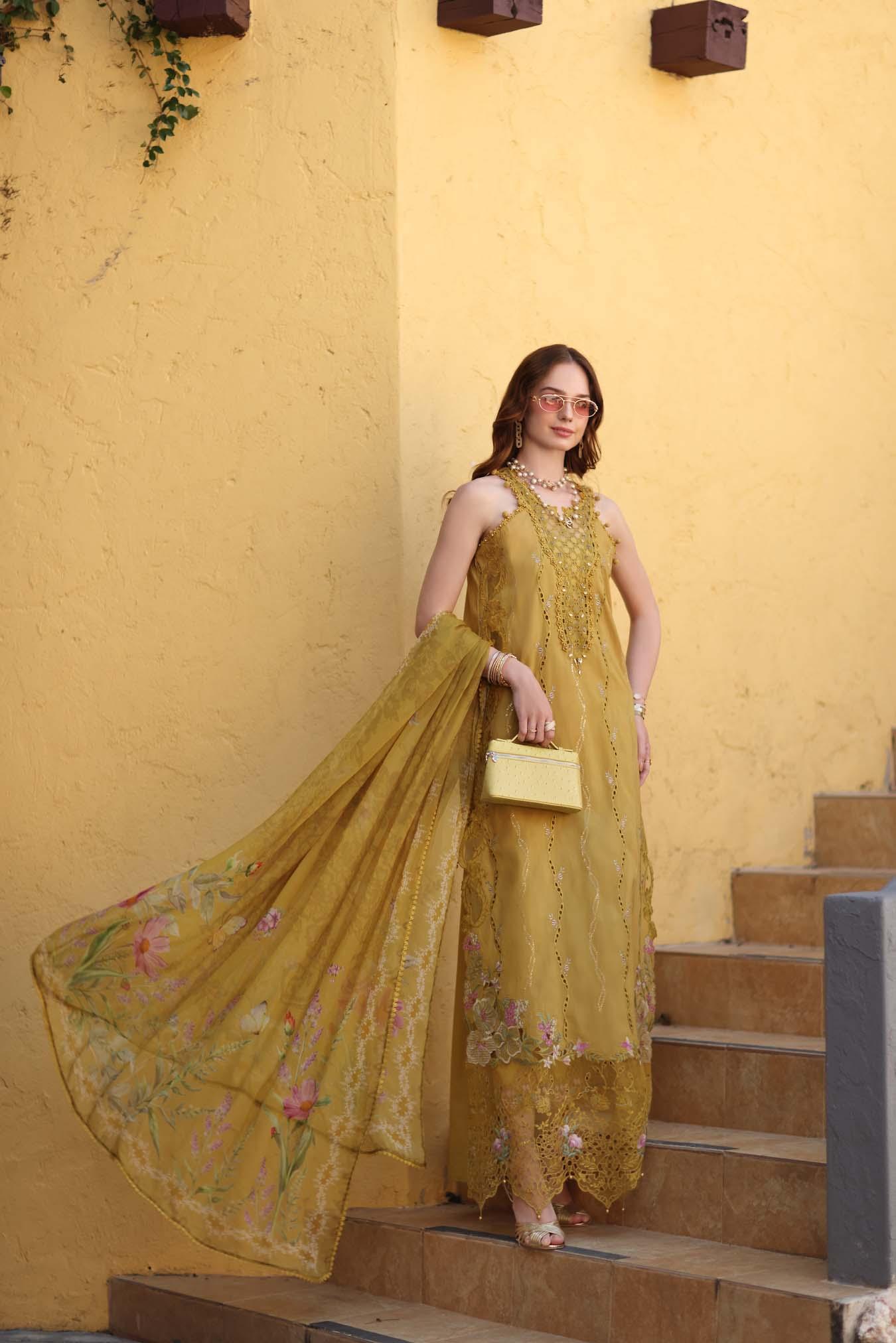 Noor by Saadia Asad | Luxe Chikankari 26 | D2 - B - Mustard Yellow