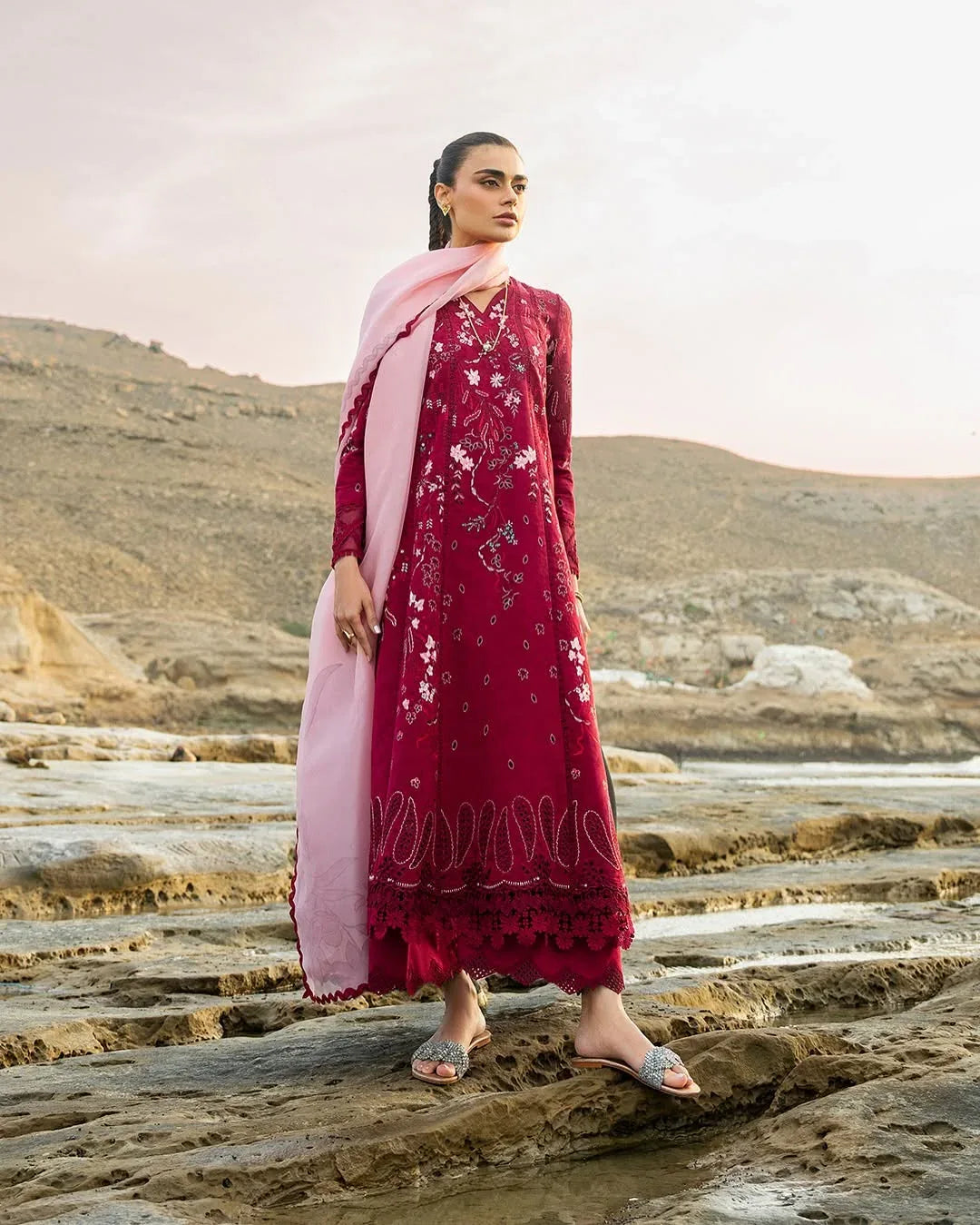 Soraya - Noa Summer PretŸ??25 - Carmine - Aqsa Fabrics