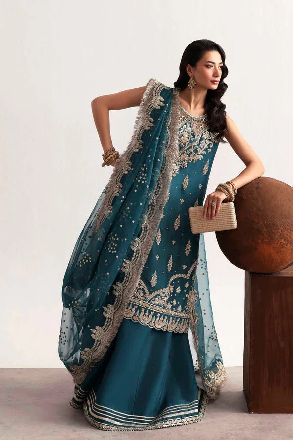 Akbar Aslam | Luxury Formals 25 | Teal - Aqsa Fabrics