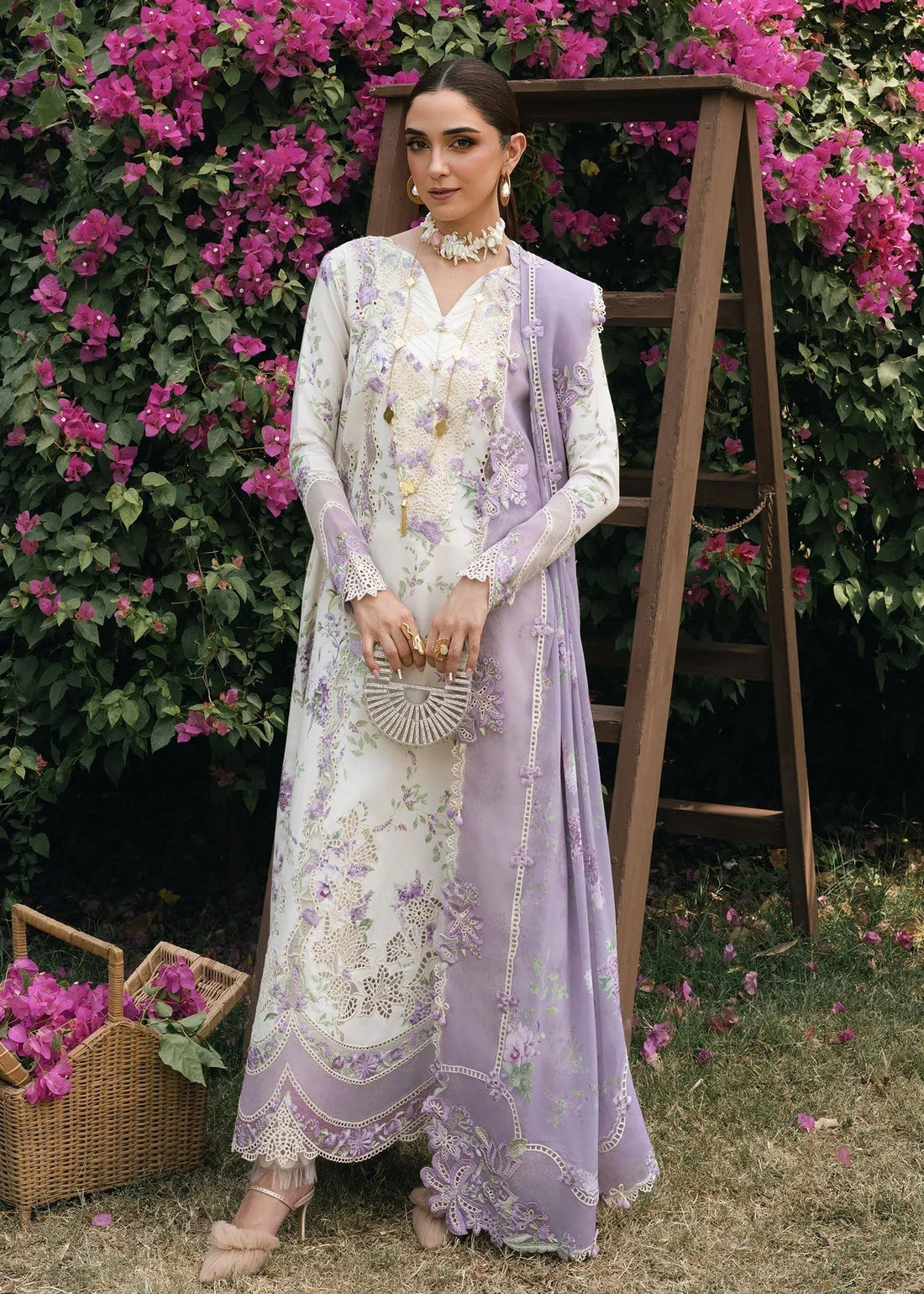Crimson | Tasawar 25 | LAVENDER FALL - D5B - Aqsa Fabrics