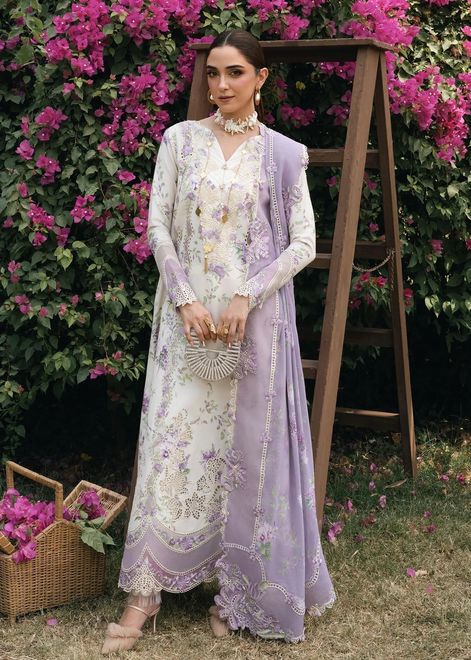 Crimson | Tasawar 25 | LAVENDER FALL - D5B - Aqsa Fabrics