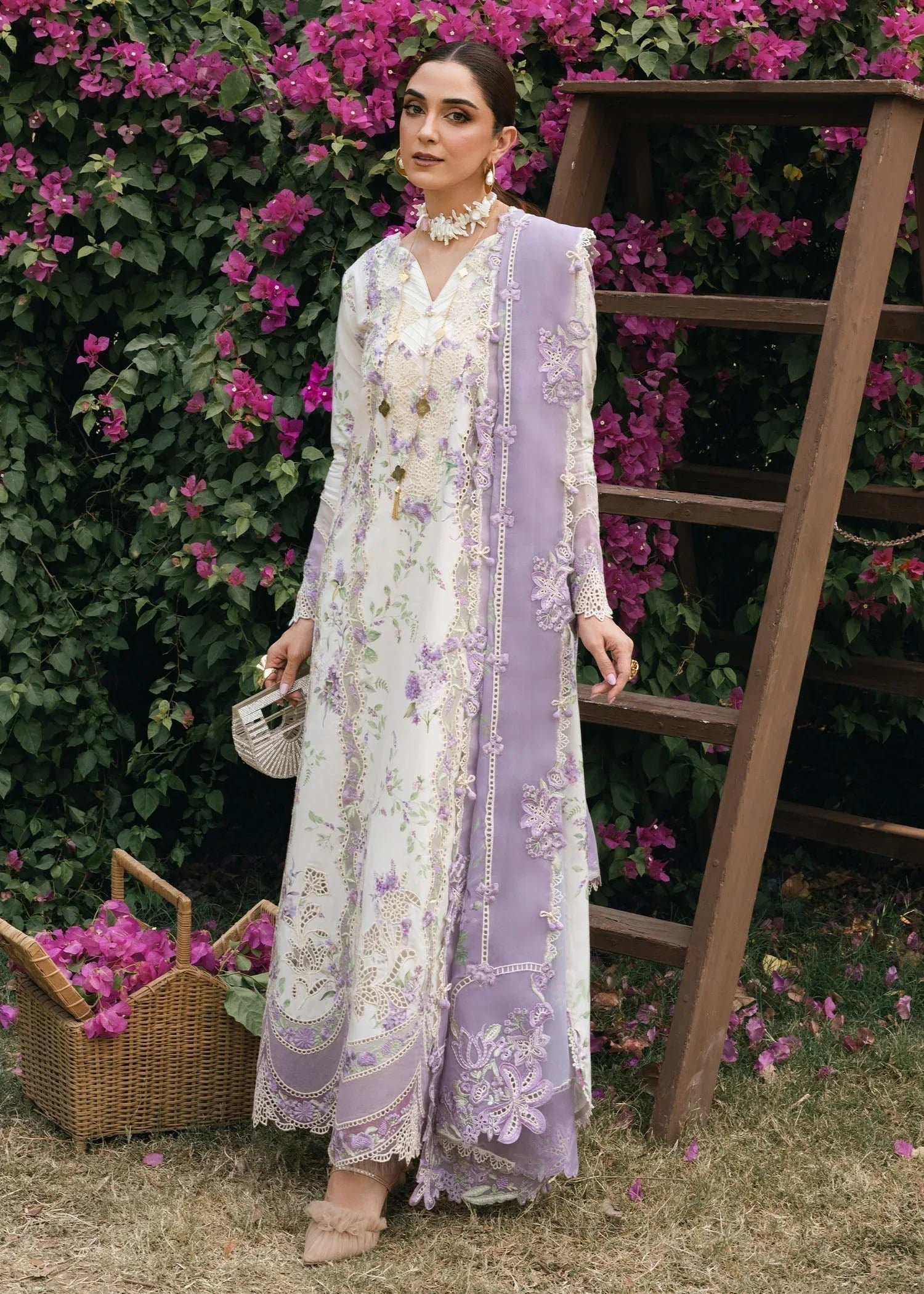 Crimson | Tasawar 25 | LAVENDER FALL - D5B - Aqsa Fabrics