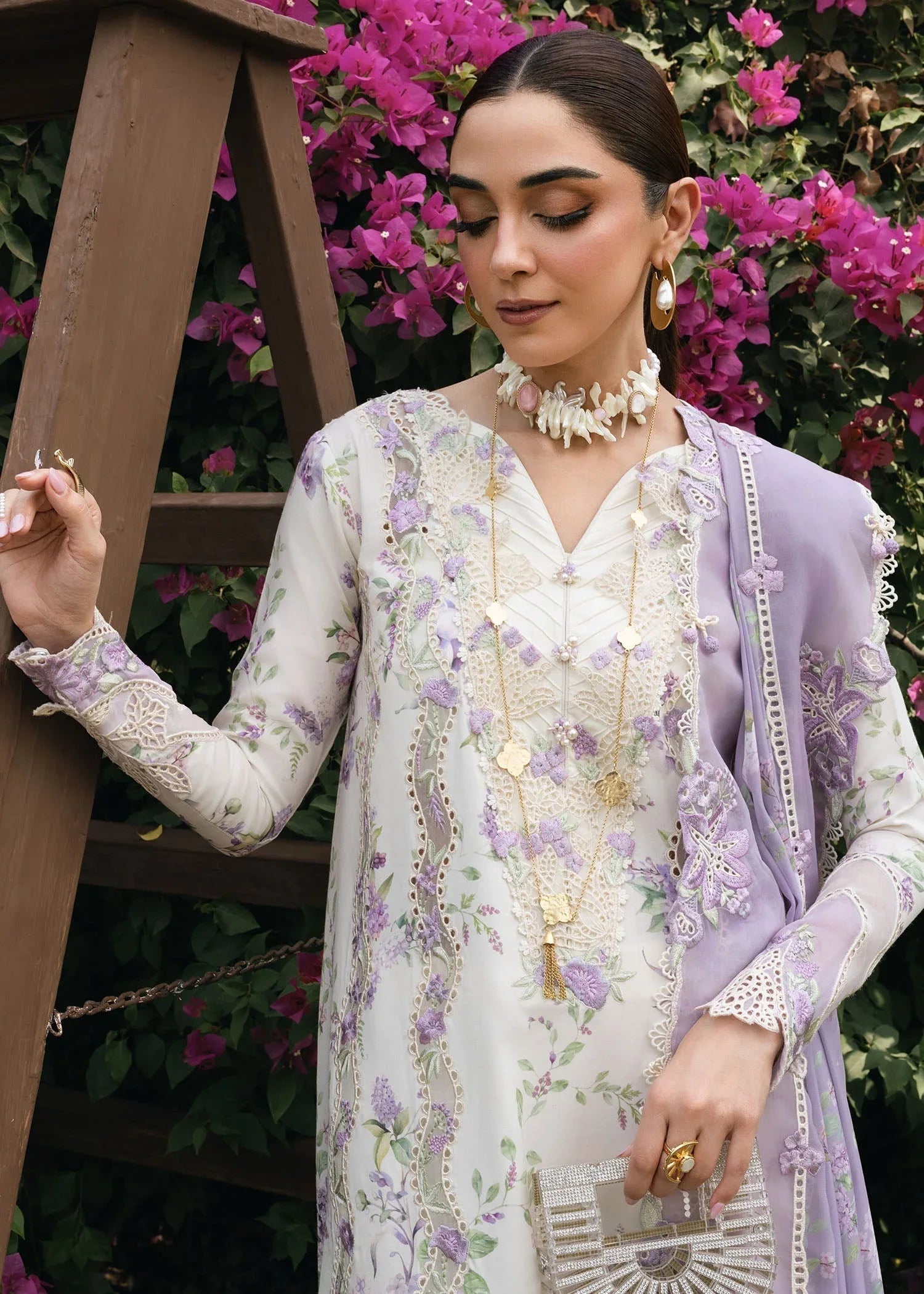 Crimson | Tasawar 25 | LAVENDER FALL - D5B - Aqsa Fabrics