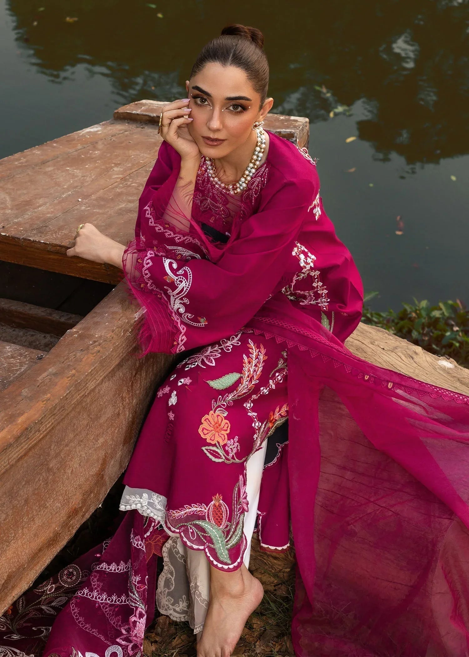 Crimson | Tasawar 25 | MIRROR GARDEN - D3A - Aqsa Fabrics