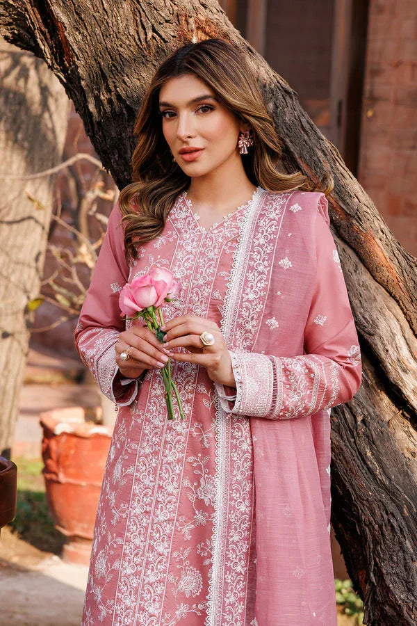 Farasha | Dastoor Embroidered Lawn SS24 | PEARL MIST - Aqsa Fabrics