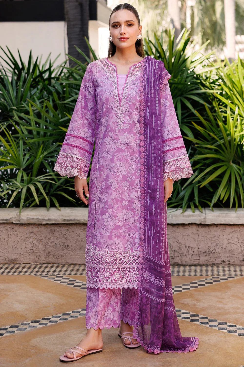 Farasha | Printed Essentials | Lavender Rush - Aqsa Fabrics