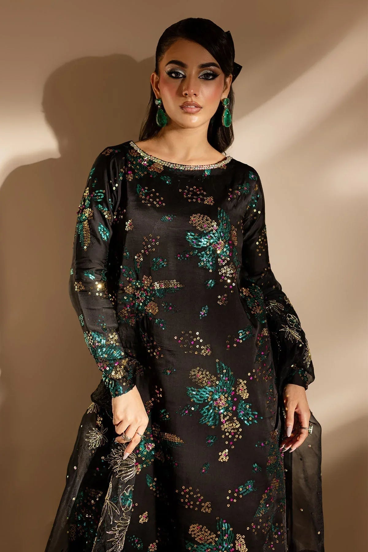 Nureh | Fancy Formals | TW-02 GOLDEN STARDUST - Aqsa Fabrics