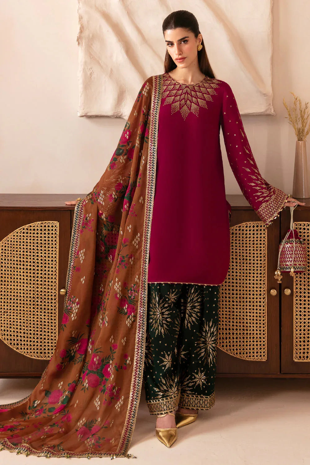 Jazmin | Formals Collection | Raw Silk UR-7038 - Aqsa Fabrics