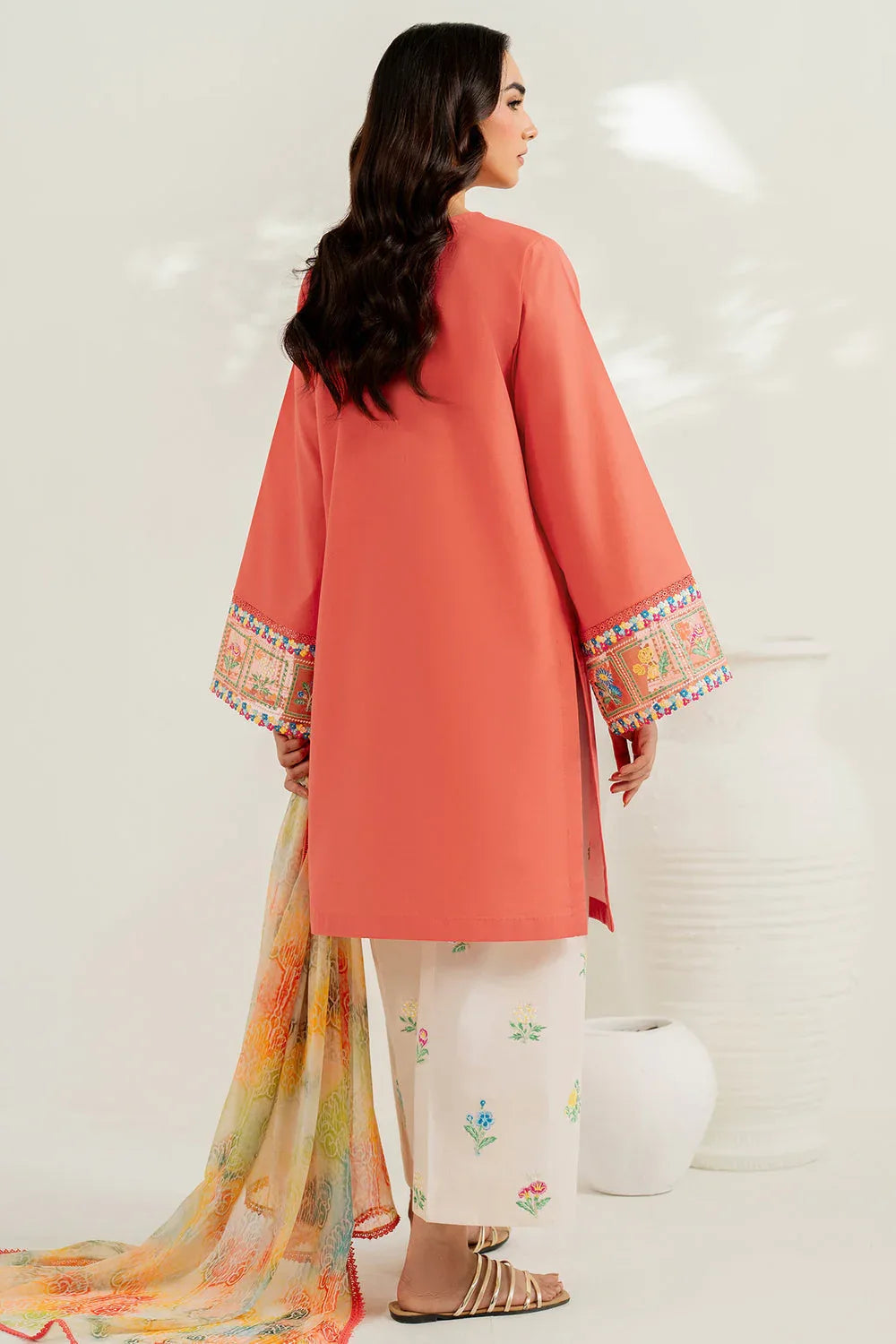 Farasha | Thread Lines Embroidered | Suncharm Glow - Aqsa Fabrics