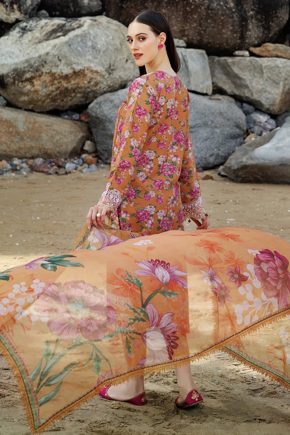 Farasha | Printed Essentials | Coral Haze - Aqsa Fabrics