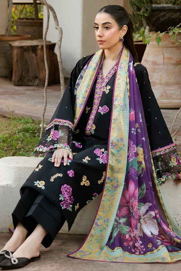 Farasha | Summer Weaves Embroidered Lawn | Raven Dusk - Aqsa Fabrics