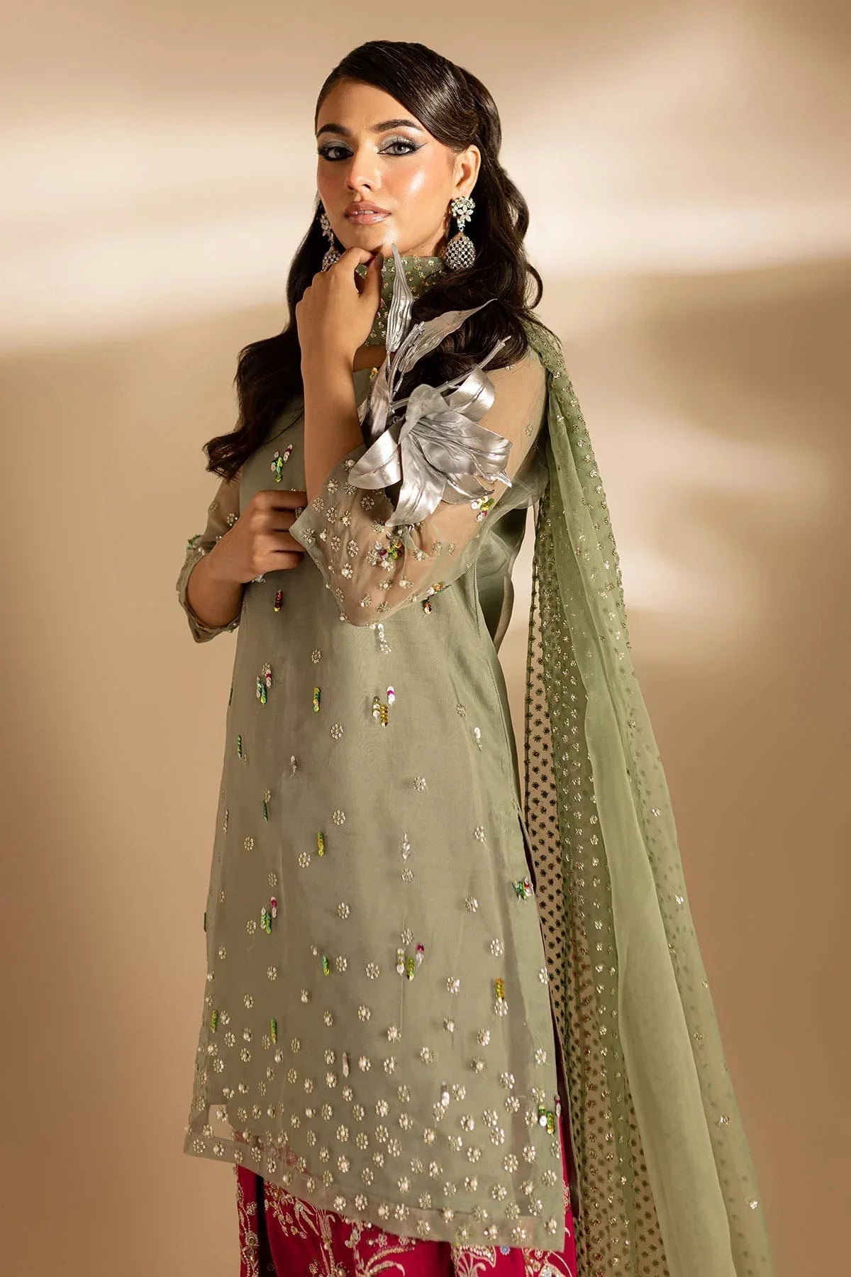 Nureh | Tiny Twinkles | TW-05 SCARLET SPICE - Aqsa Fabrics