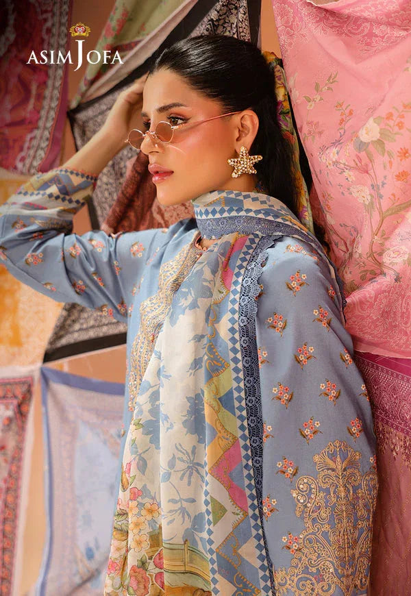 Asim Jofa | Summer Rhapsody |  AJUBU-11 Printed Embroidered Lawn - Aqsa Fabrics