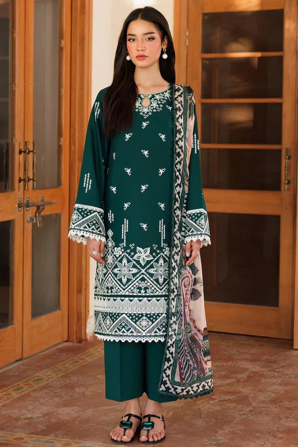 Farasha | Summer Weaves Embroidered Lawn | Teal Essence - Aqsa Fabrics