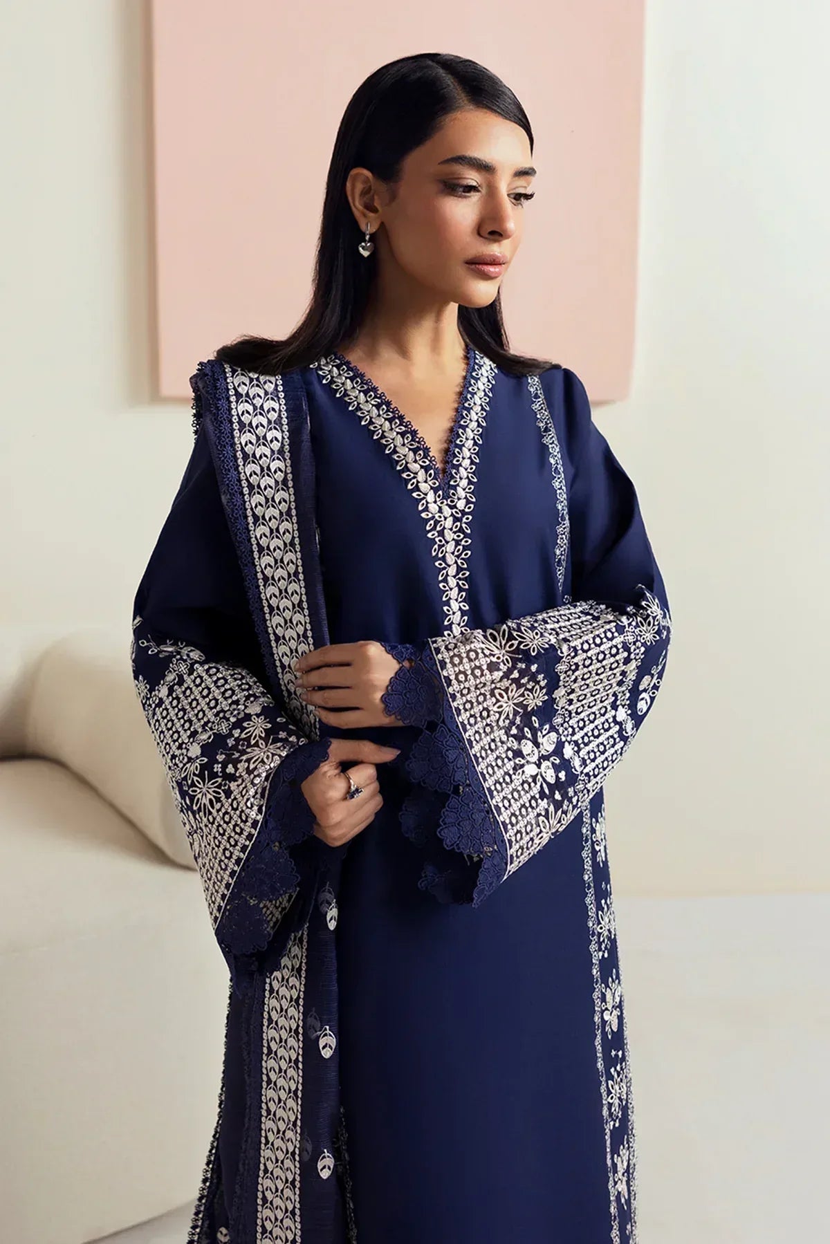 Afrozeh | Basic Pret 25 | Indigo Plum - Aqsa Fabrics