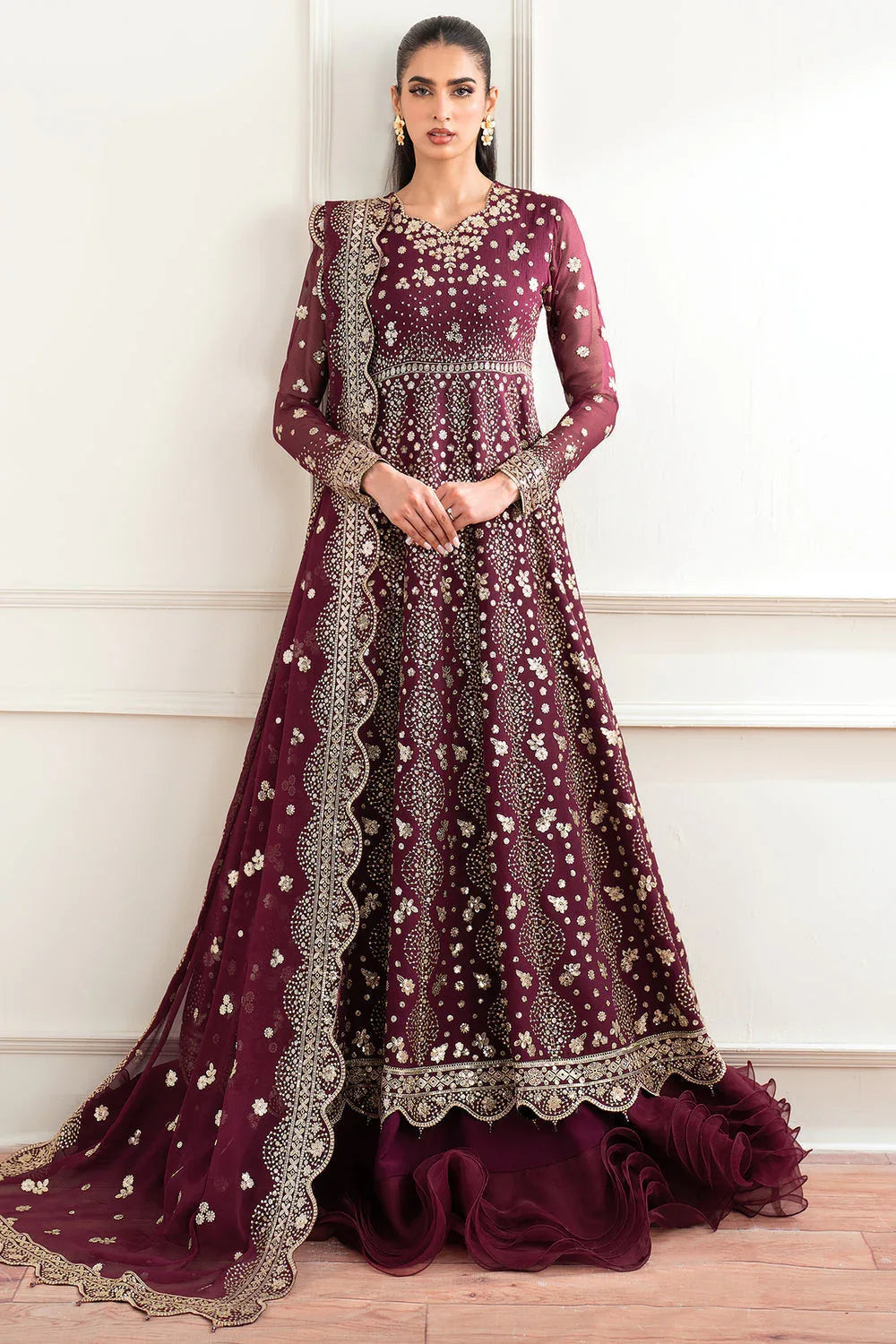 Farasha | Essence Formals 25 | Maroon Empress - Aqsa Fabrics
