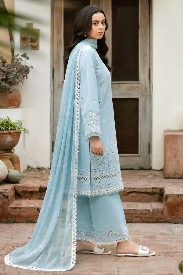 Farasha | Summer Weaves Embroidered Lawn | Sky Haze - Aqsa Fabrics