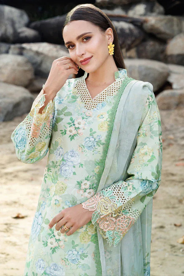 Farasha | Printed Essentials | Mint Bloom - Aqsa Fabrics