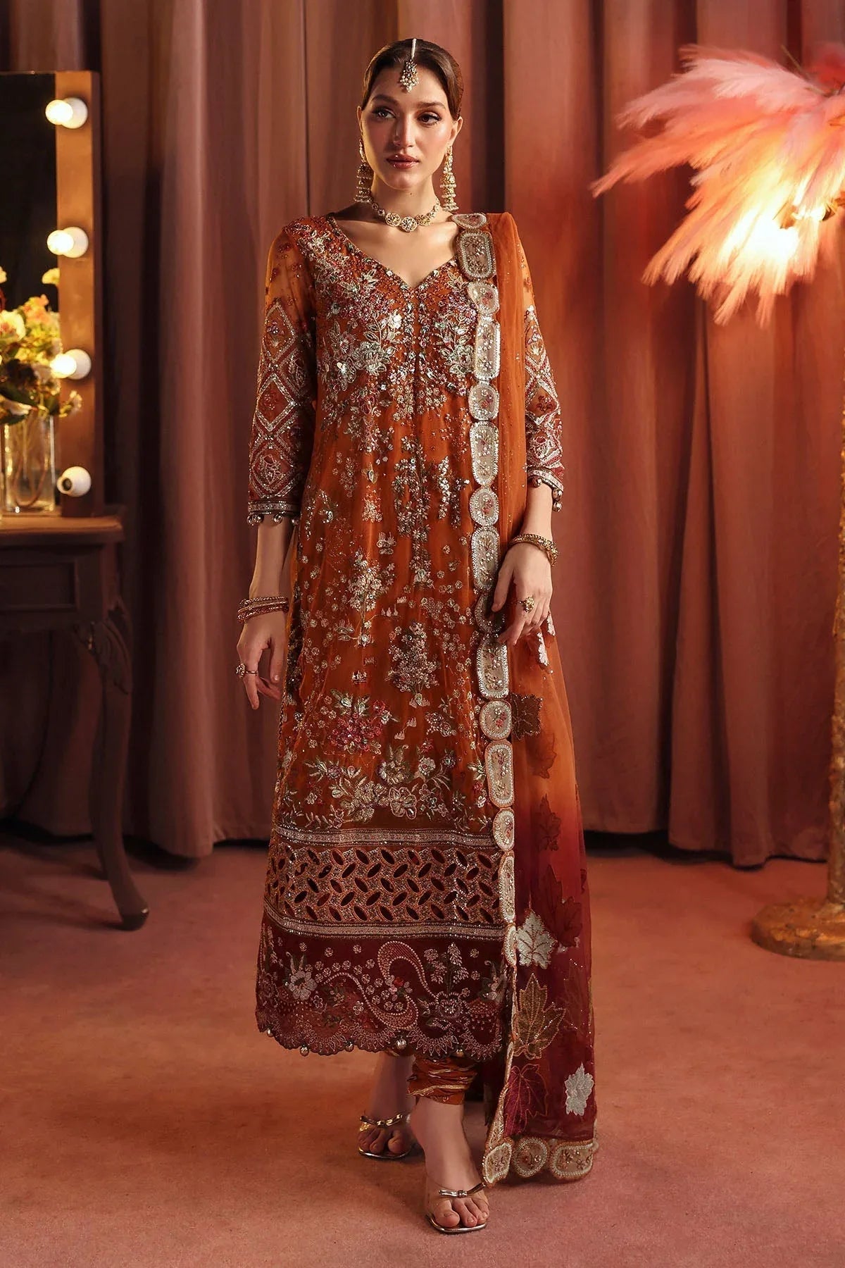 Nureh | Jhoomro 25' | NL-80 Zardozi - Aqsa Fabrics