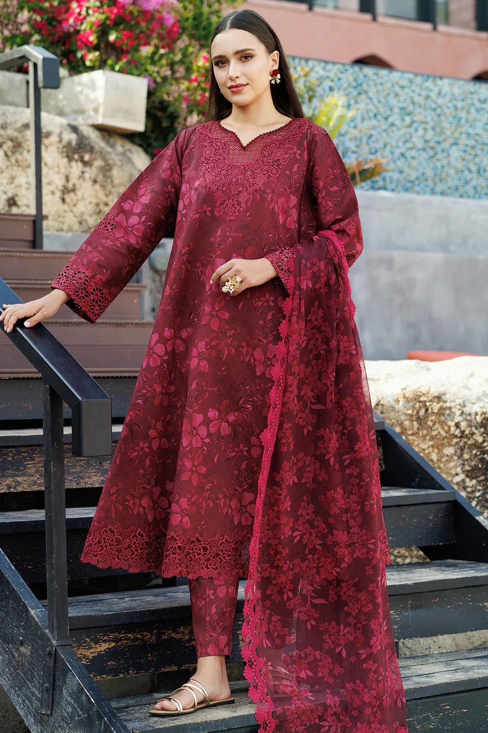 Farasha | Printed Essentials | Merlot Muse - Aqsa Fabrics