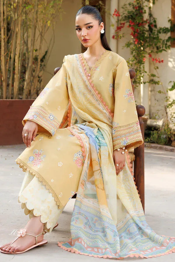 Farasha | Summer Weaves Embroidered Lawn | Sunlit Mellow - Aqsa Fabrics