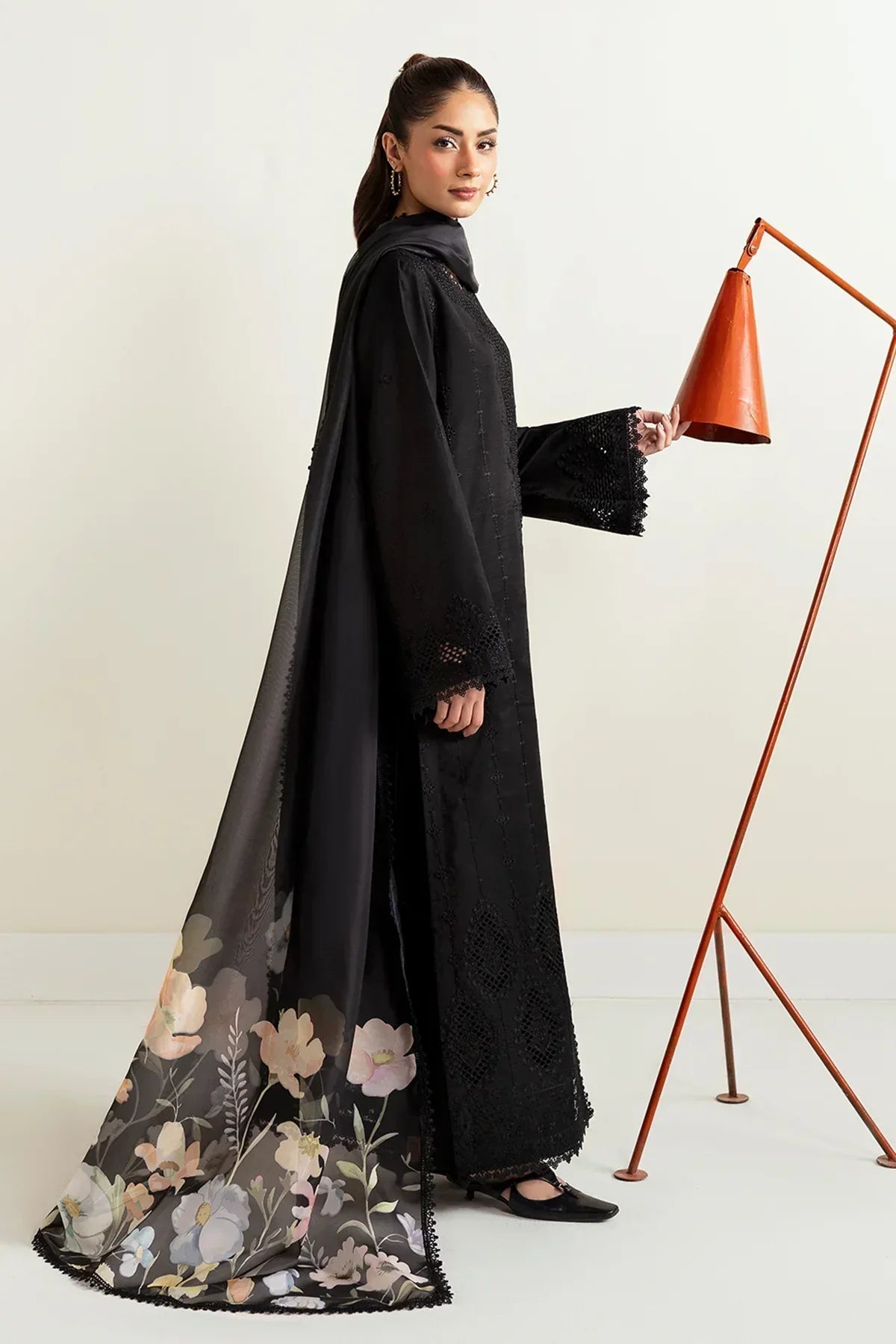 Afrozeh | Basic Pret 25 | Charcoal Nior - Aqsa Fabrics