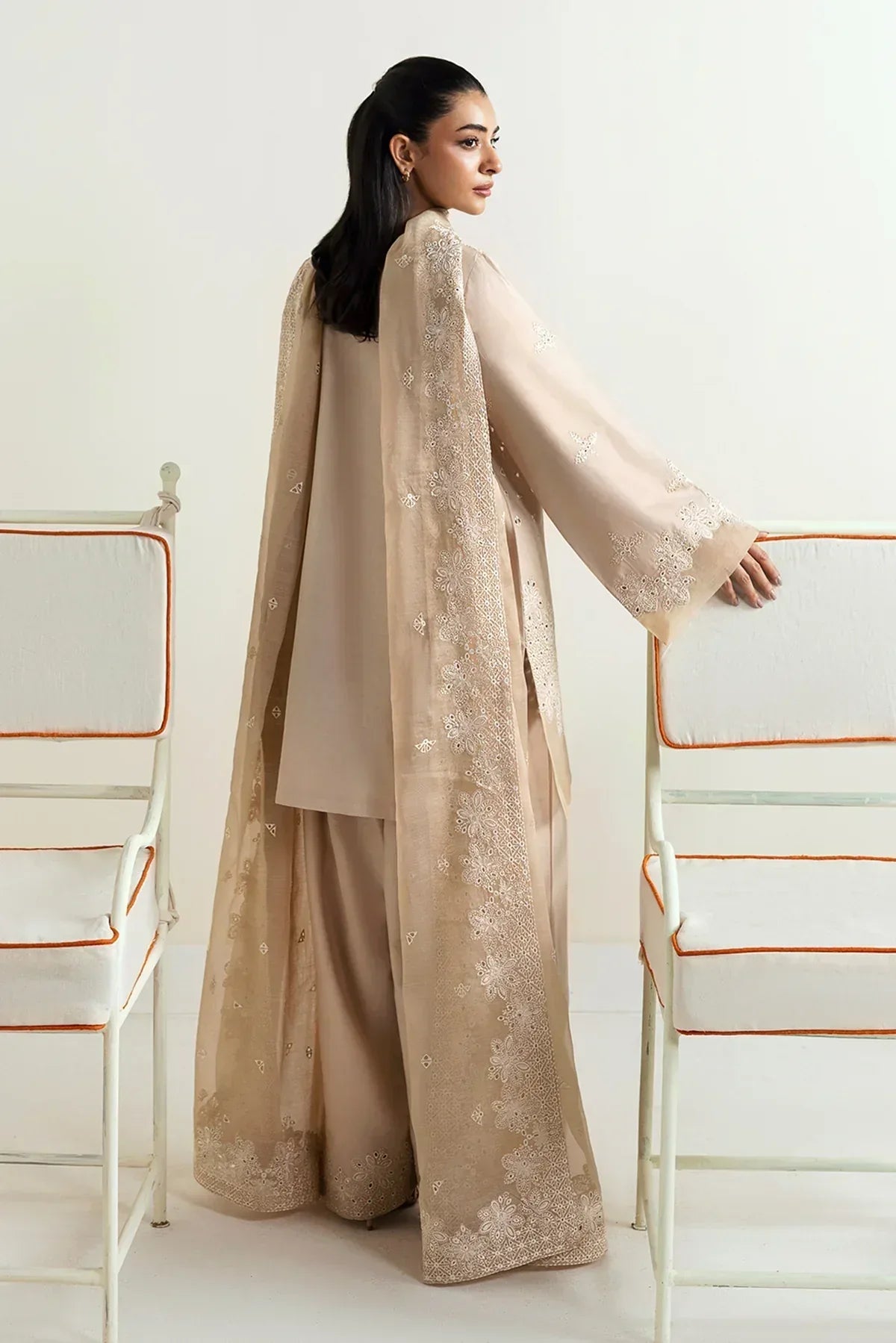 Afrozeh | Basic Pret 25 | Vanilla beige - Aqsa Fabrics
