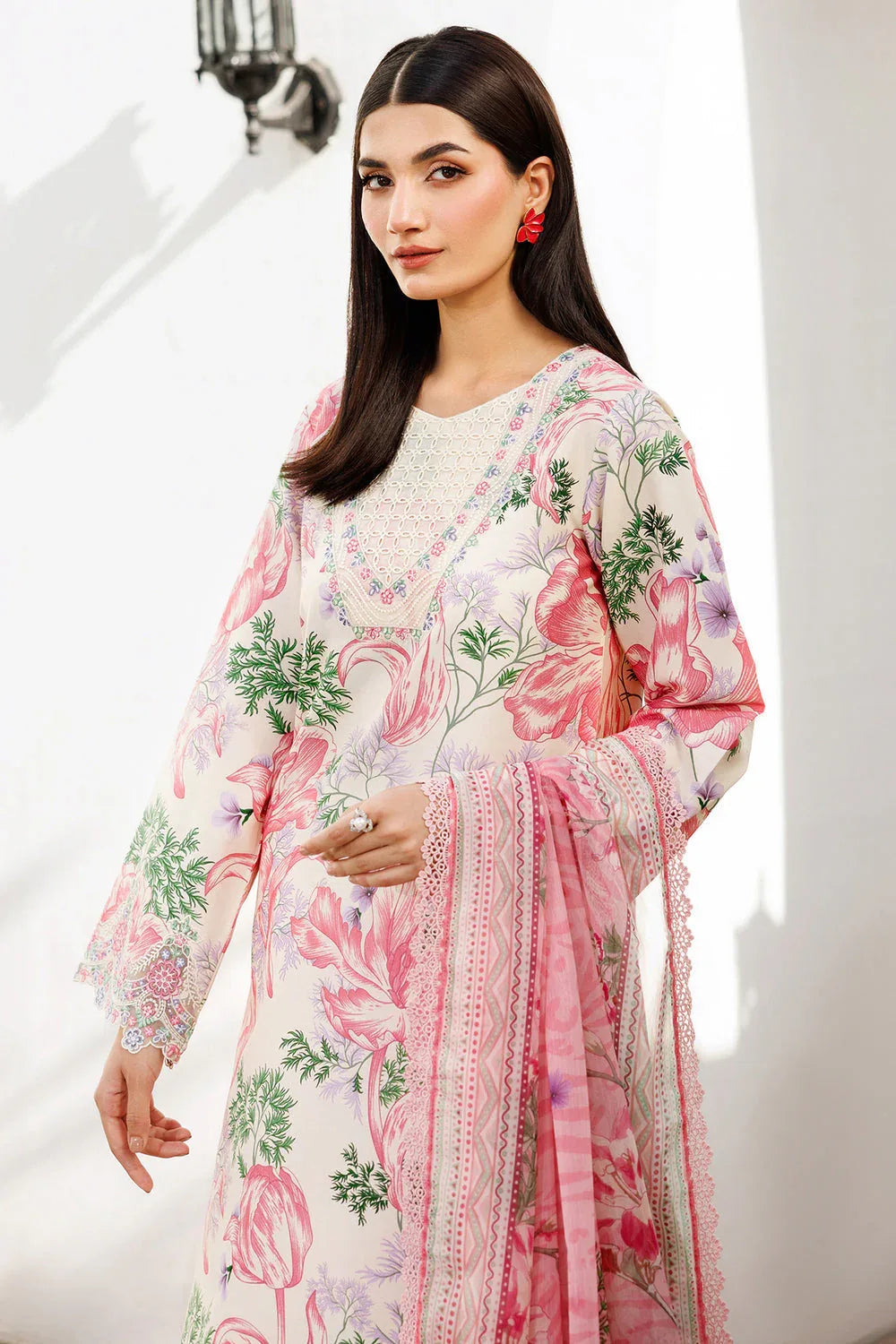 Farasha | Printed Essentials | Ivory Petal - Aqsa Fabrics