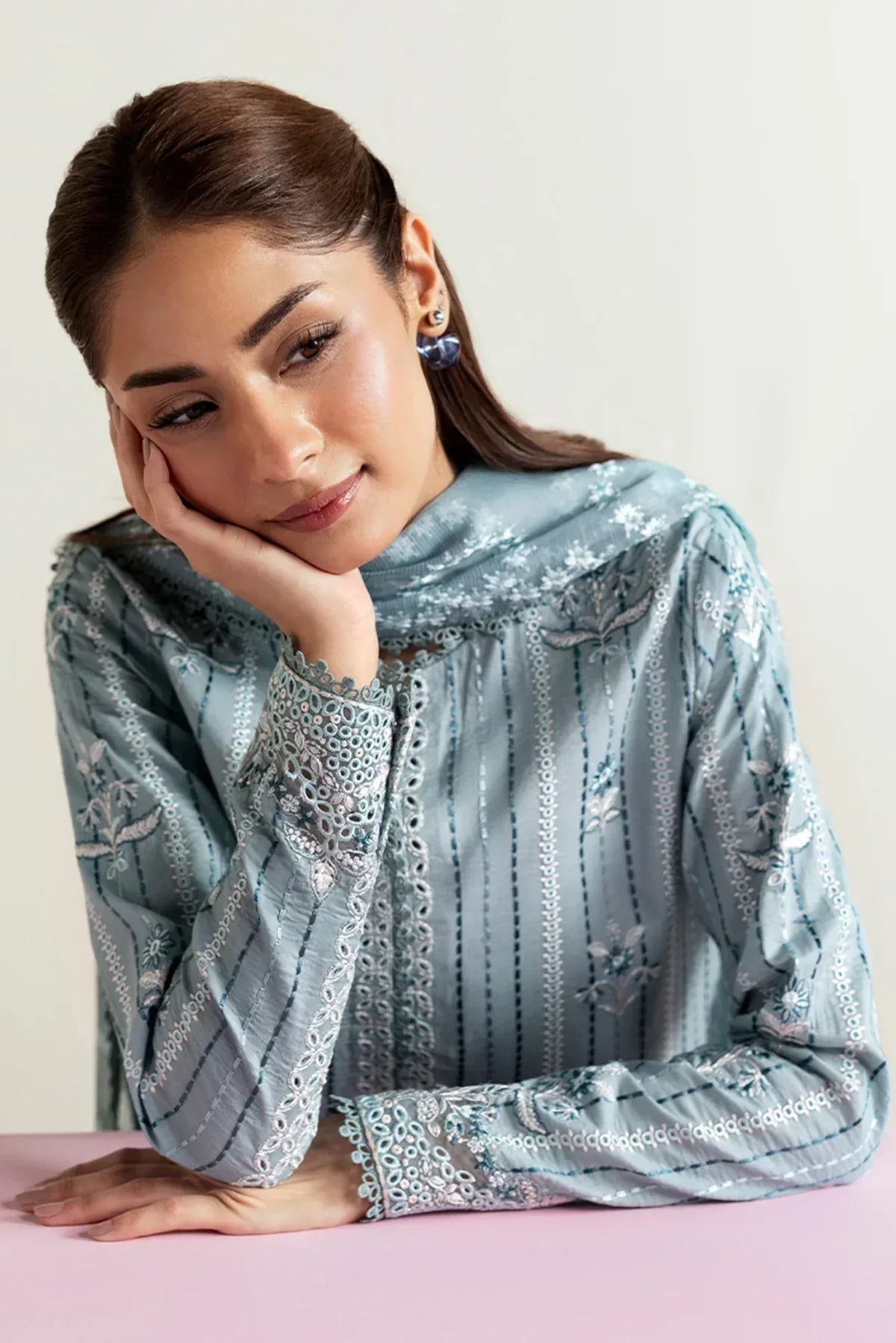 Afrozeh | Basic Pret 25 | Blue Melon - Aqsa Fabrics