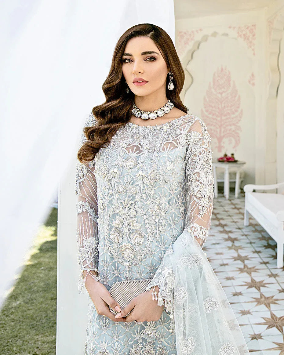 Gulaal | Wedding Formals | Avenir Embroidered Net 3-Piece Suit WS-01 - Aqsa Fabrics