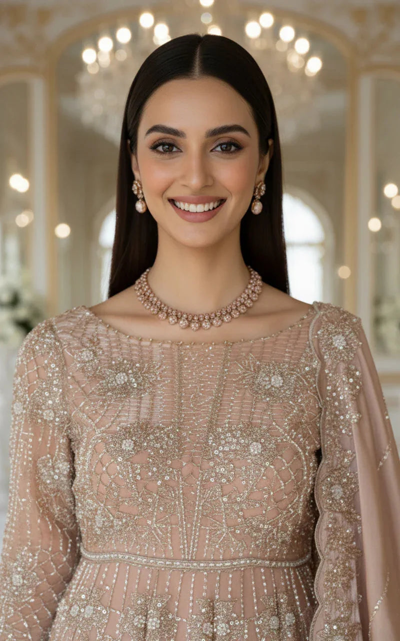 Embroidered Maxi With Dupatta