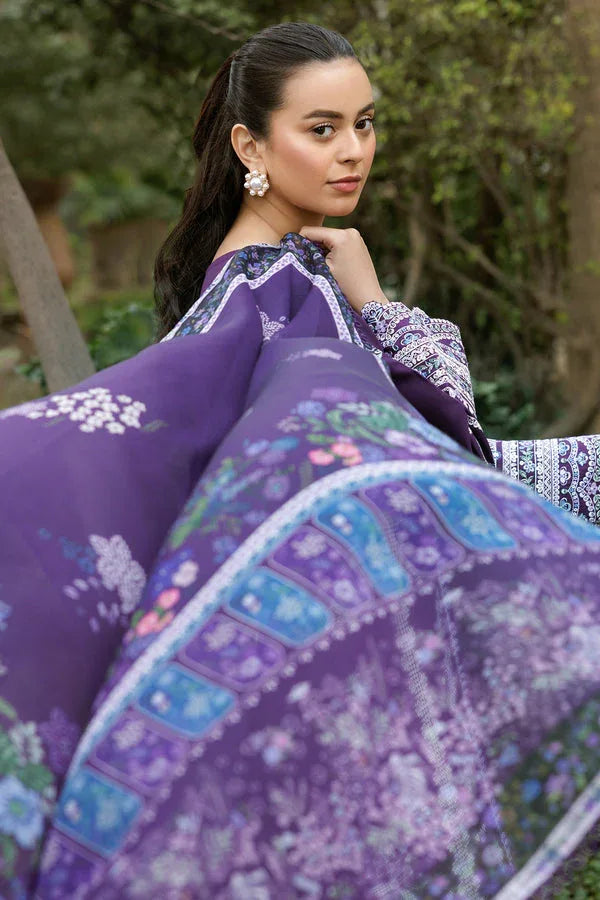 Farasha | Summer Weaves Embroidered Lawn | Regal Iris - Aqsa Fabrics