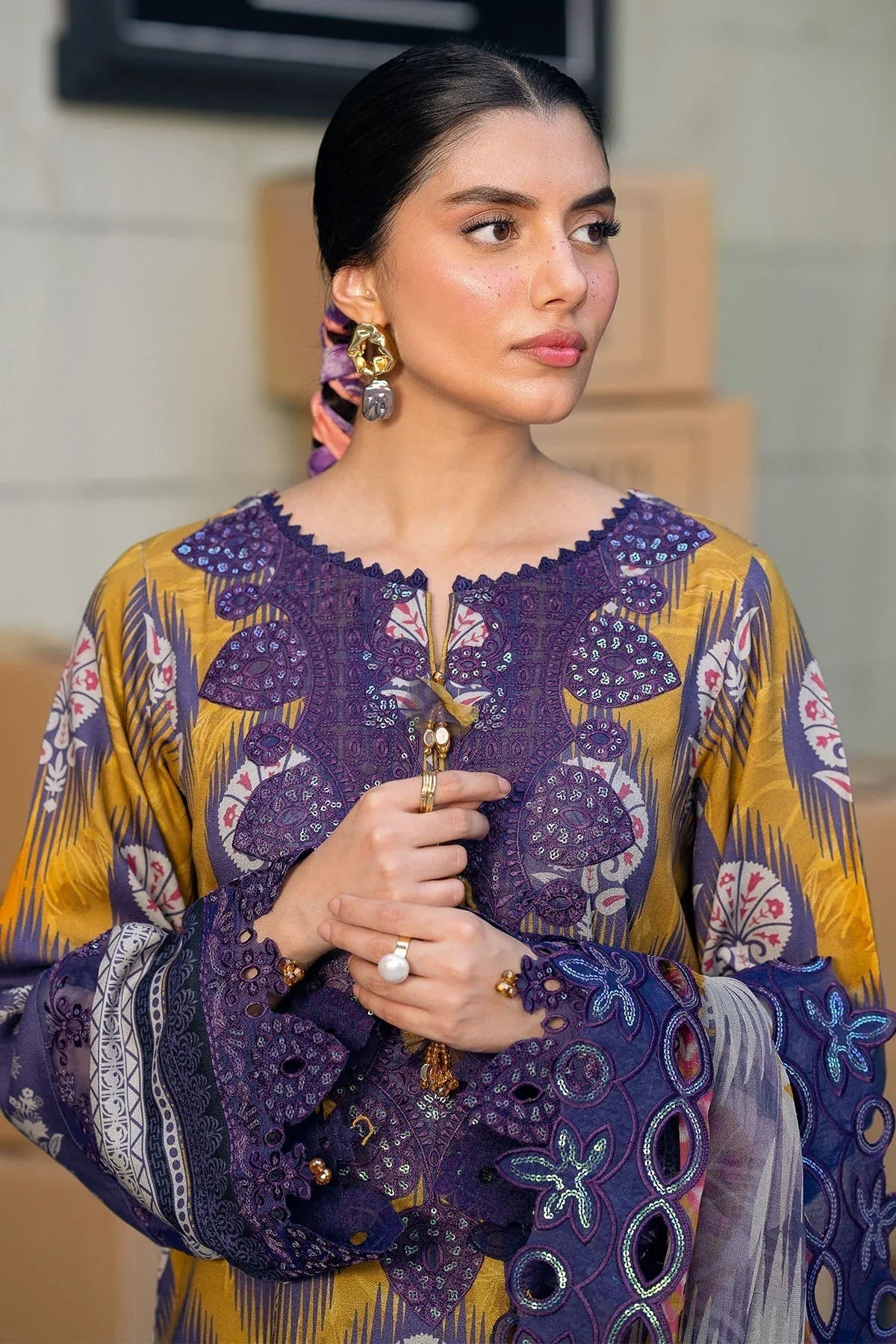 Nureh | Glam Girl Lawn | GL-22 - Aqsa Fabrics