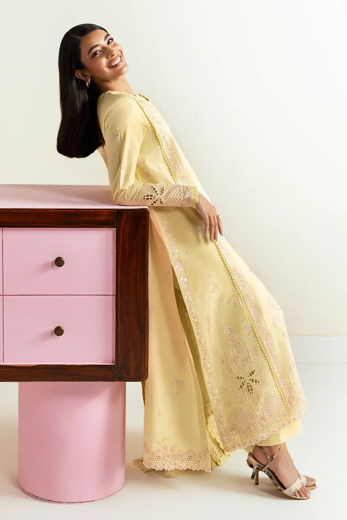 Afrozeh | Basic Pret 25 | Lemon lush - Aqsa Fabrics