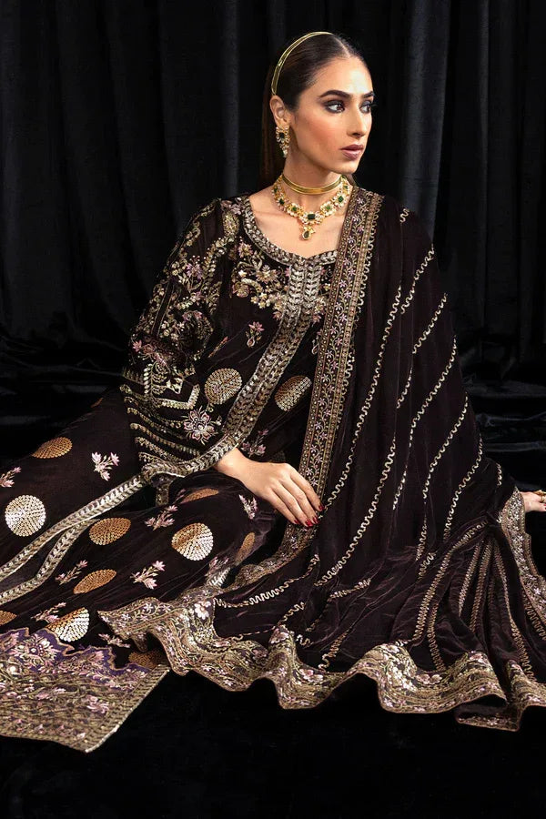 Nureh | Maya Velvet 23 | Moore - Aqsa Fabrics