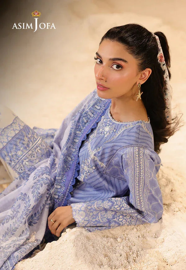 Asim Jofa | Summer Rhapsody | AJUBU-13 Printed Embroidered Lawn - Aqsa Fabrics