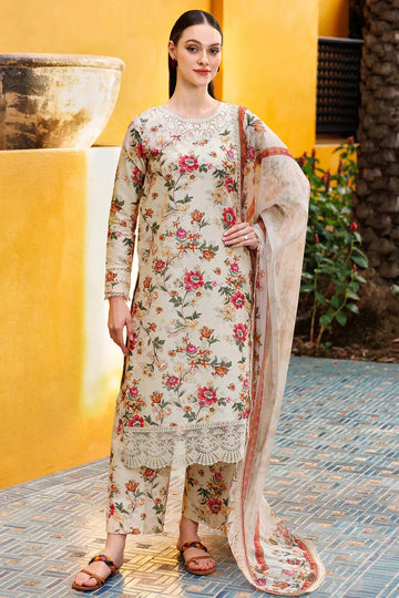 Farasha | Printed Essentials | Ivory Dusk - Aqsa Fabrics