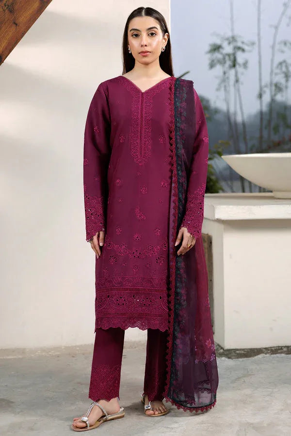 Farasha | Summer Weaves Embroidered Lawn | Garnet Passion - Aqsa Fabrics