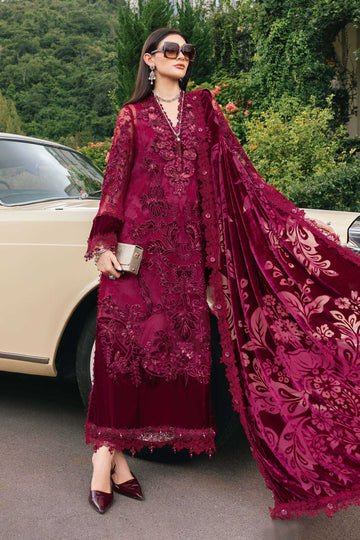 3 Piece Embroidered Chantilly Suit - Aqsa Fabrics