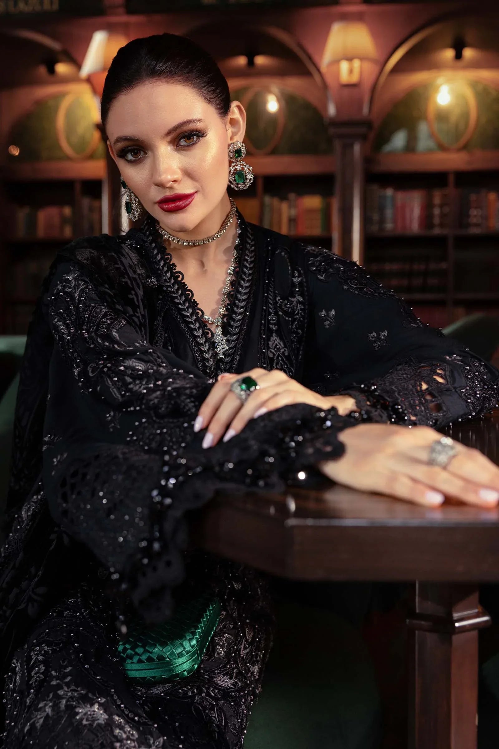 3 Piece Embroidered Linen Suit - Aqsa Fabrics