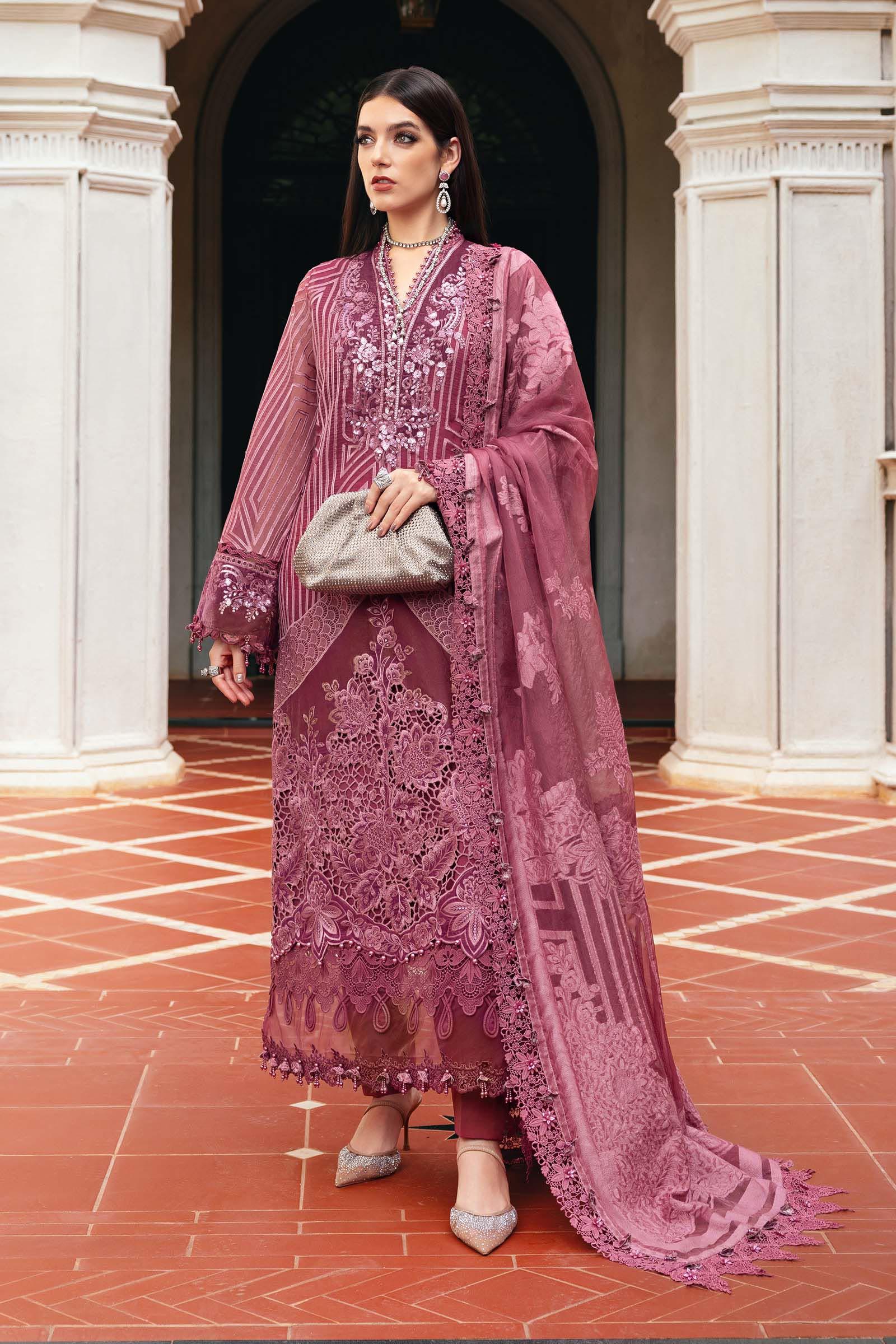 3 Piece Embroidered Organza Suit - Aqsa Fabrics