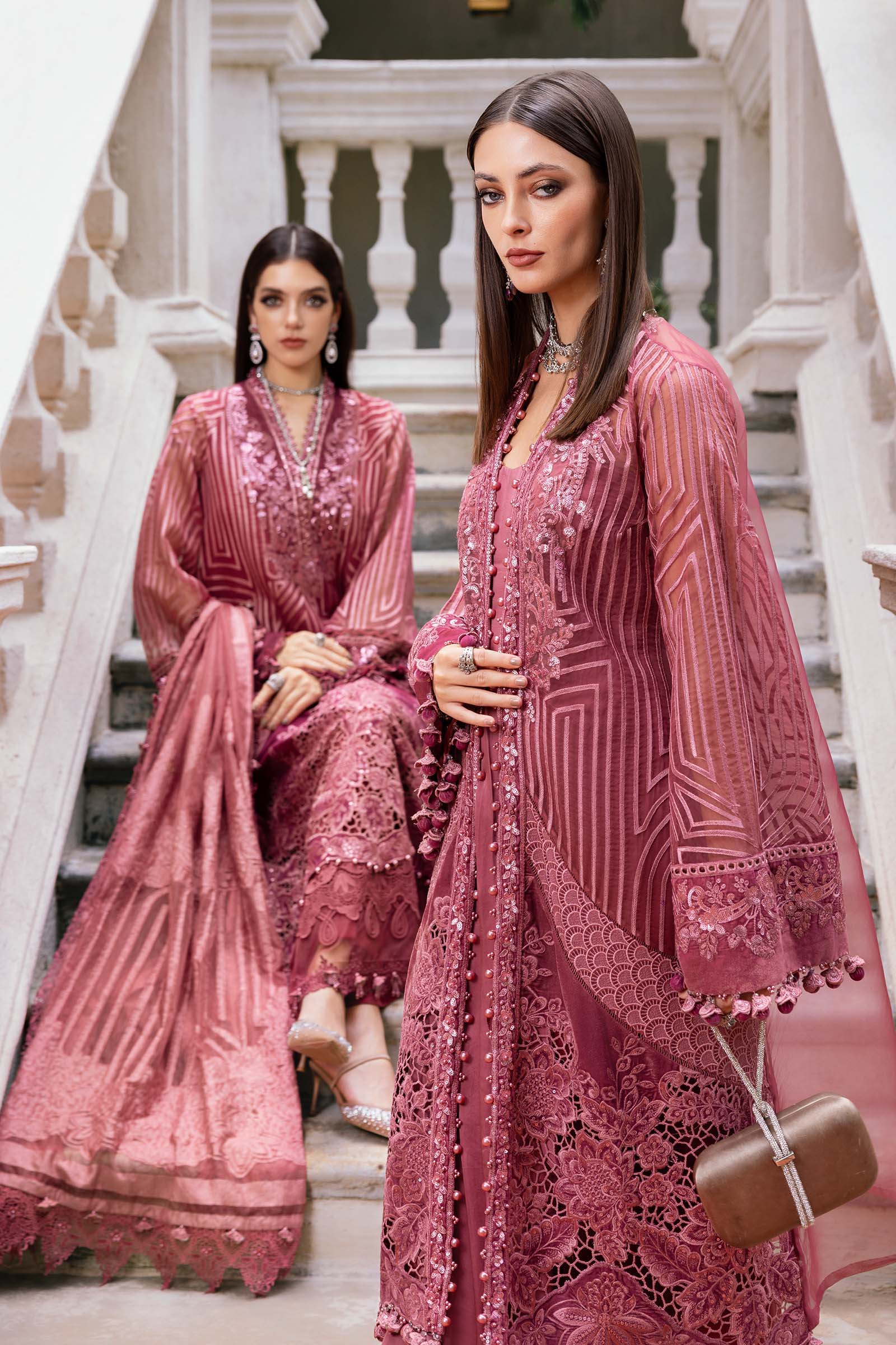 3 Piece Embroidered Organza Suit - Aqsa Fabrics