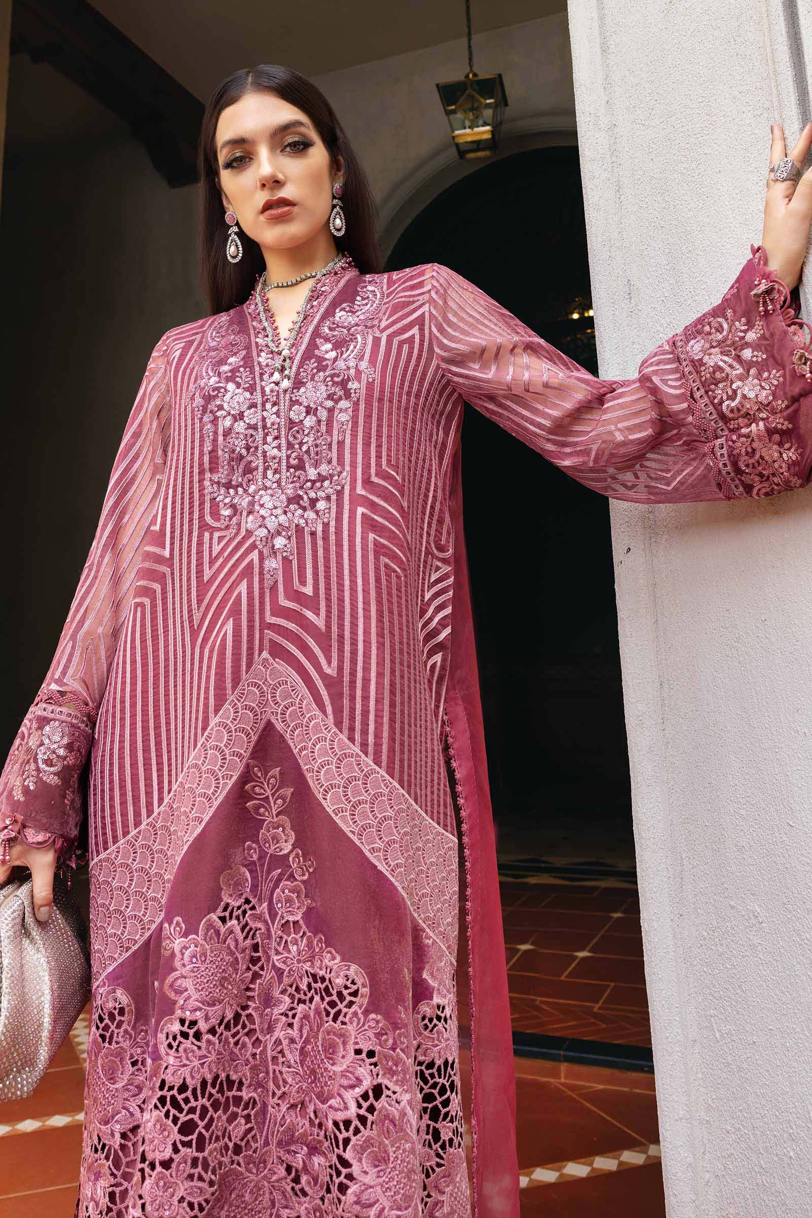 3 Piece Embroidered Organza Suit - Aqsa Fabrics