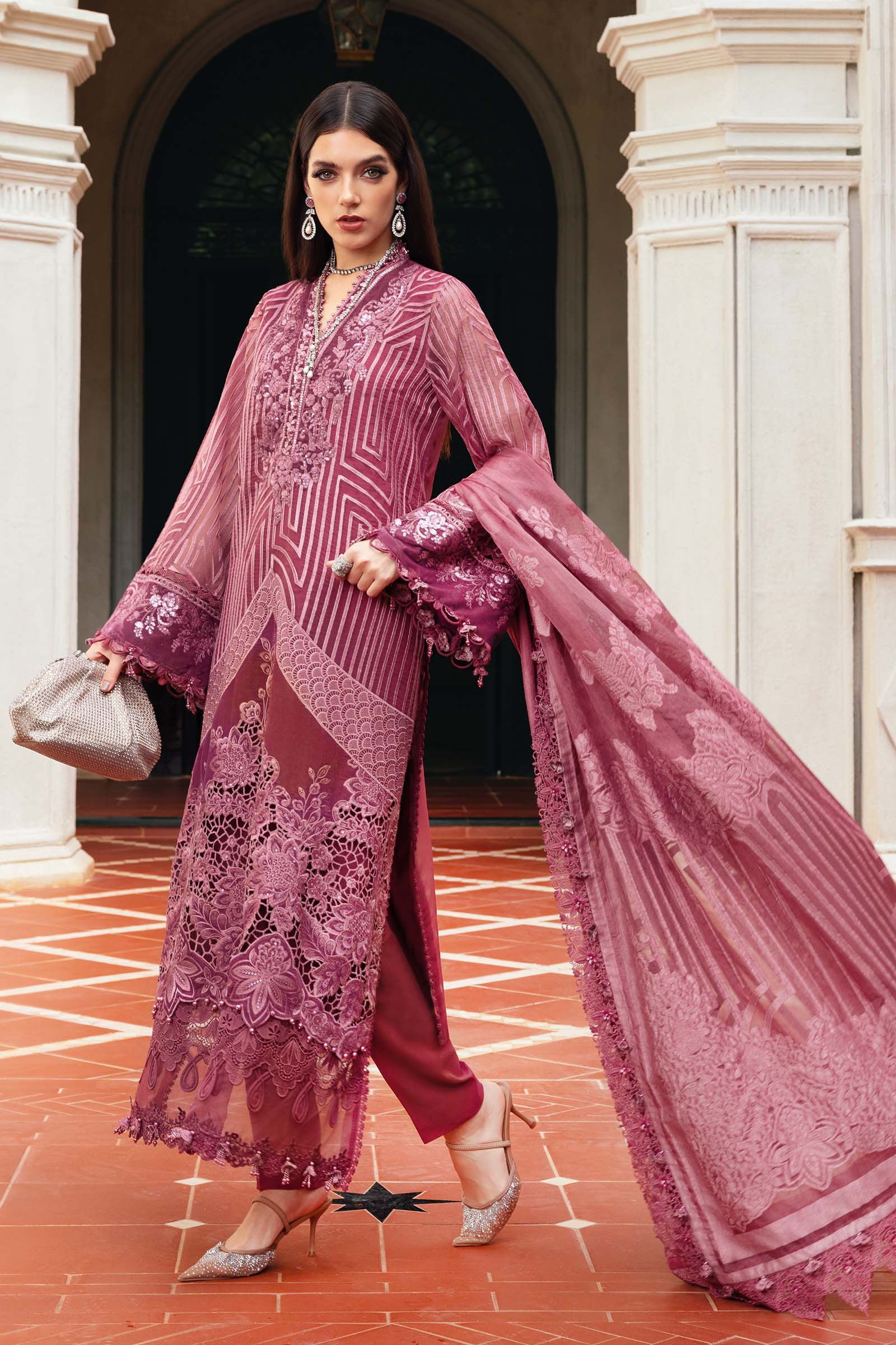 3 Piece Embroidered Organza Suit - Aqsa Fabrics